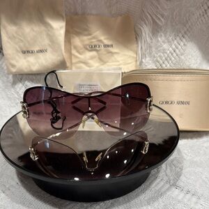 Giorgio Armani Authentic Sunglasses, case, & dust bag w/CA! Rhinestone Vintage!